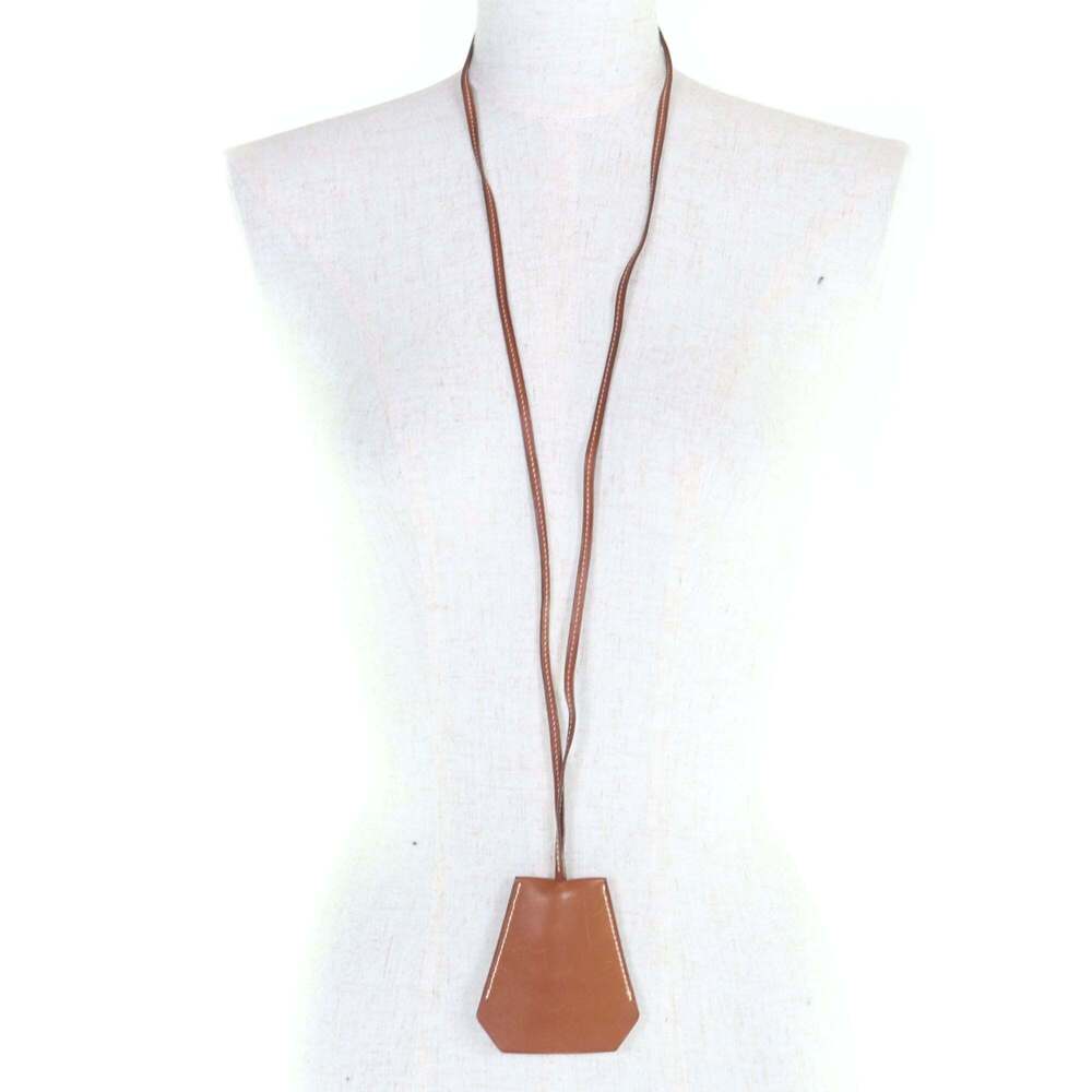 HERMES Vintage Margiela Era Leather Clochette Necklace Pendant Accessory Brow... - Picture 3 of 9